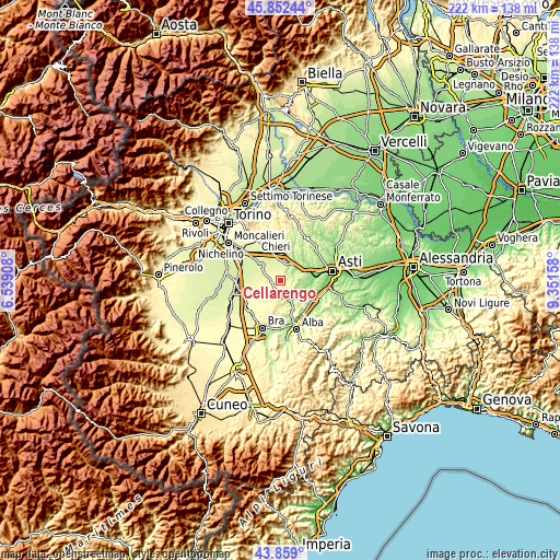 Topographic map of Cellarengo