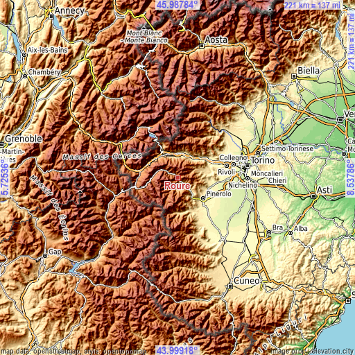 Topographic map of Roure