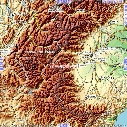 Topographic map of Salza di Pinerolo