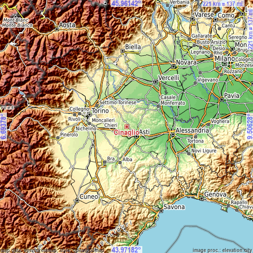 Topographic map of Cinaglio