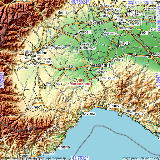 Topographic map of Maranzana