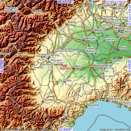 Topographic map of Maretto