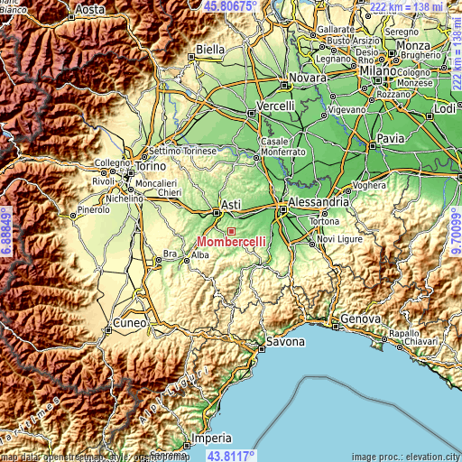 Topographic map of Mombercelli
