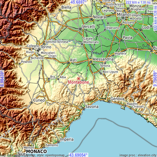 Topographic map of Montabone