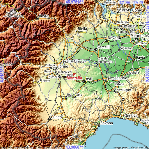 Topographic map of Montafia