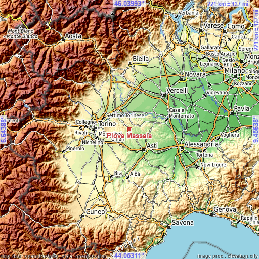 Topographic map of Piovà Massaia