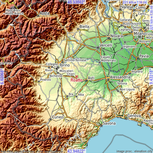 Topographic map of Roatto