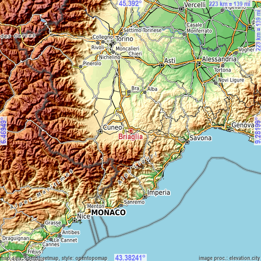 Topographic map of Briaglia