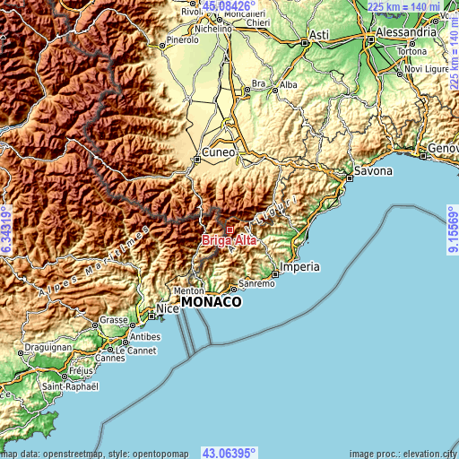 Topographic map of Briga Alta