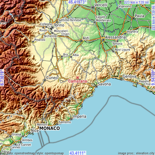 Topographic map of Camerana