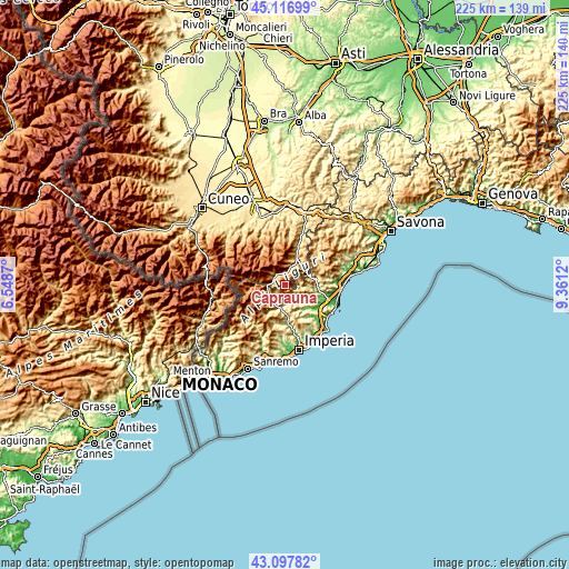 Topographic map of Caprauna