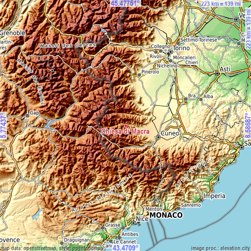 Topographic map of Chiesa di Macra