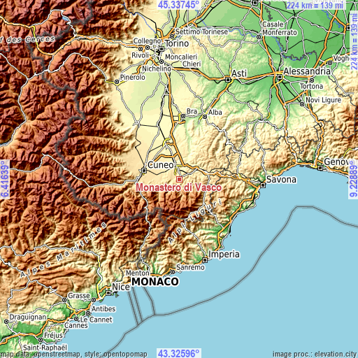 Topographic map of Monastero di Vasco