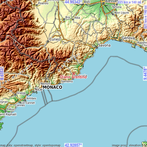 Topographic map of Diano Arentino