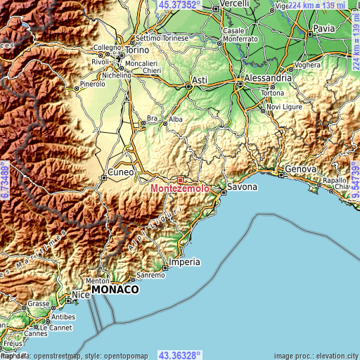 Topographic map of Montezemolo