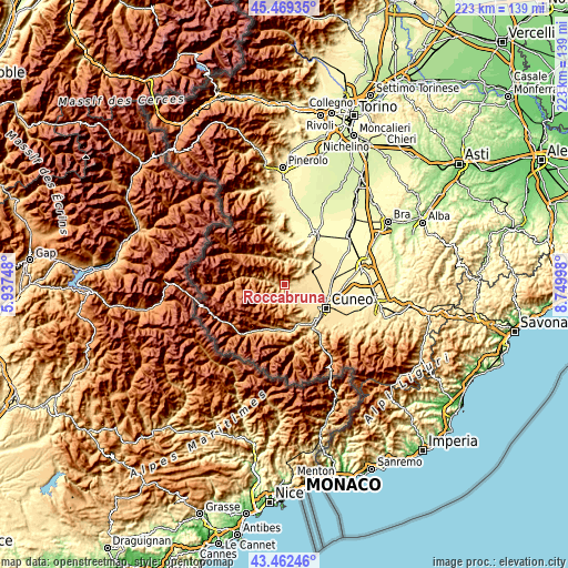 Topographic map of Roccabruna