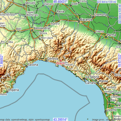 Topographic map of Orero