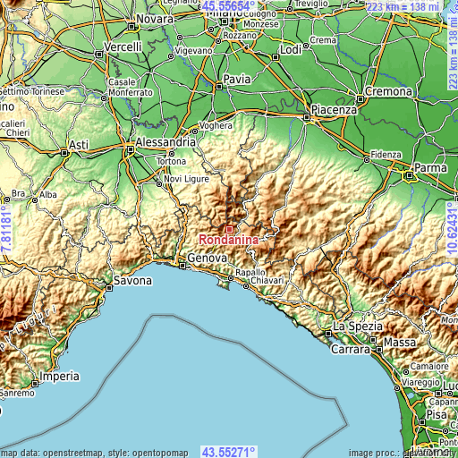 Topographic map of Rondanina