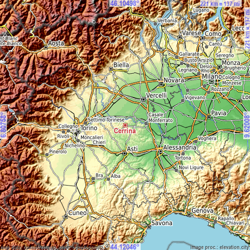 Topographic map of Cerrina