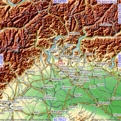 Topographic map of Lozza