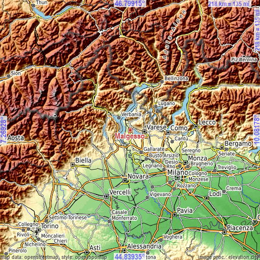 Topographic map of Malgesso