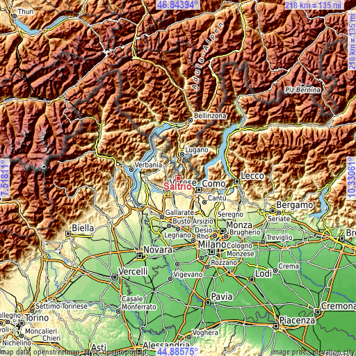 Topographic map of Saltrio