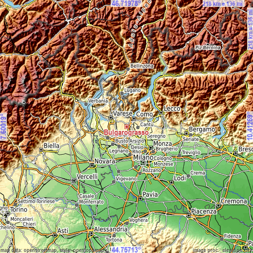 Topographic map of Bulgarograsso