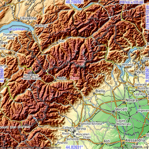 Topographic map of Ayas