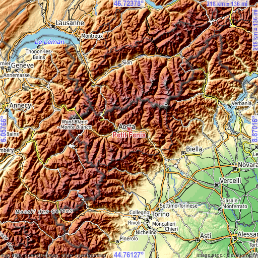 Topographic map of Petit Fenis