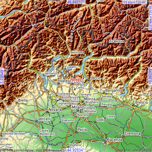 Topographic map of Nesso