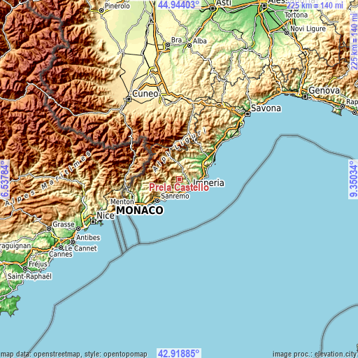 Topographic map of Prelà Castello