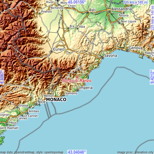 Topographic map of Borgo di Ranzo