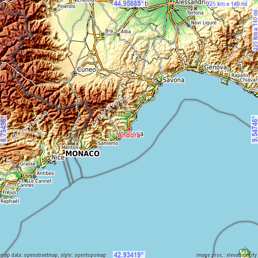 Topographic map of Andora