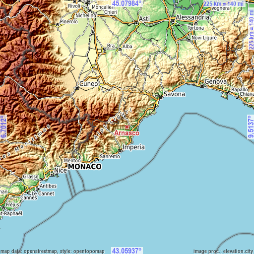 Topographic map of Arnasco