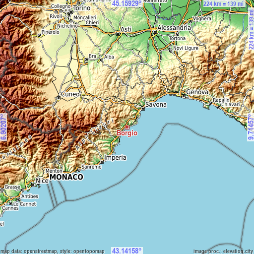 Topographic map of Borgio