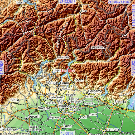 Topographic map of San Siro