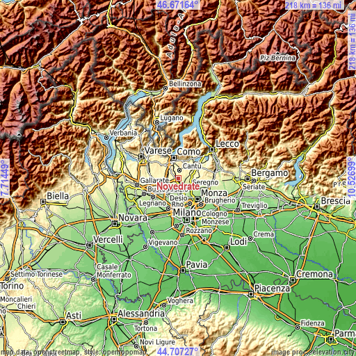 Topographic map of Novedrate