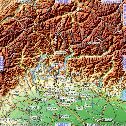 Topographic map of Plesio