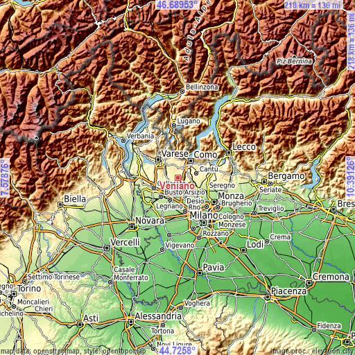 Topographic map of Veniano