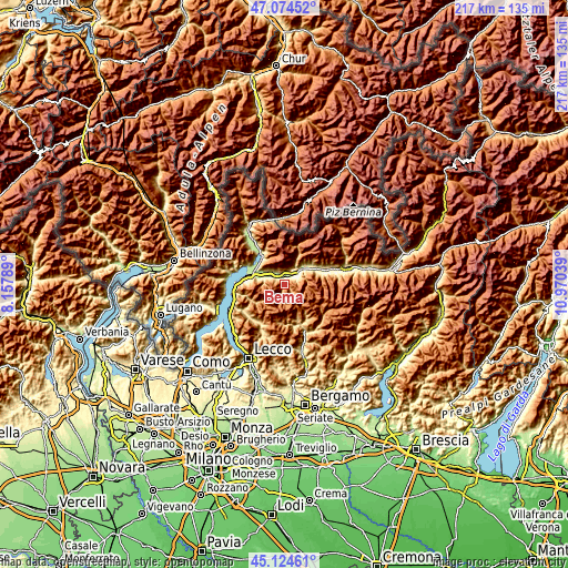 Topographic map of Bema