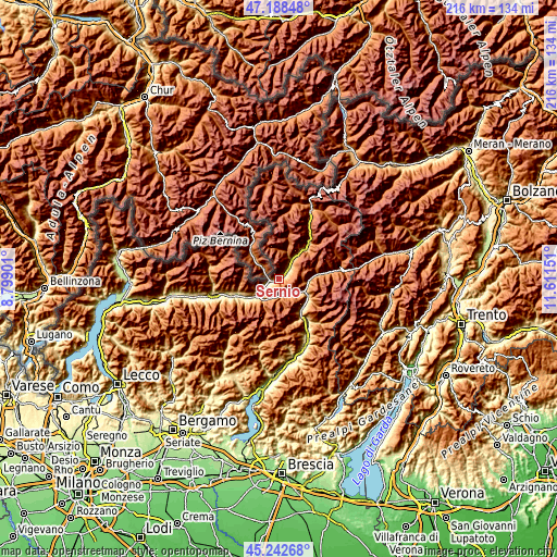 Topographic map of Sernio