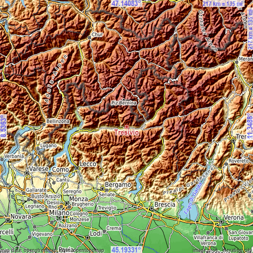 Topographic map of Tresivio