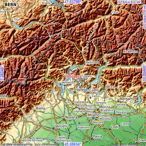 Topographic map of Veddasca