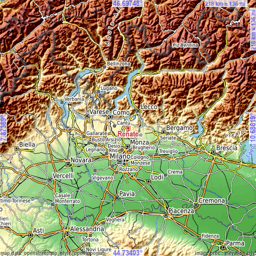 Topographic map of Renate