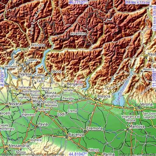 Topographic map of Peia