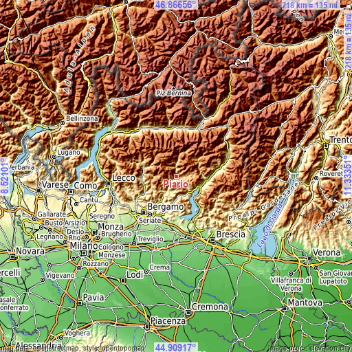 Topographic map of Piario