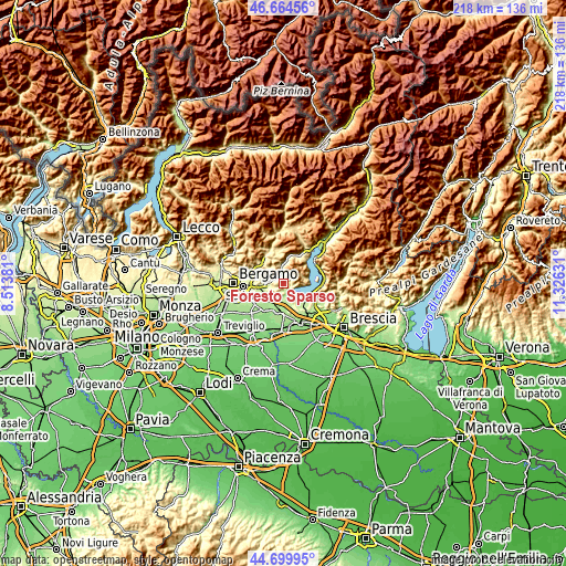 Topographic map of Foresto Sparso