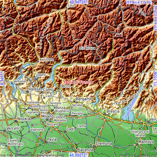 Topographic map of Isola di Fondra