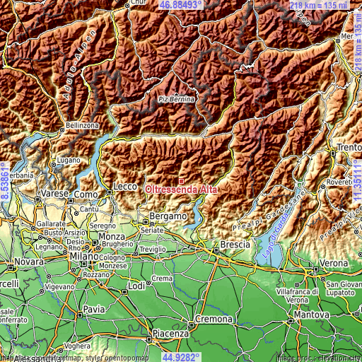 Topographic map of Oltressenda Alta