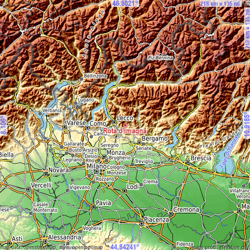 Topographic map of Rota d'Imagna